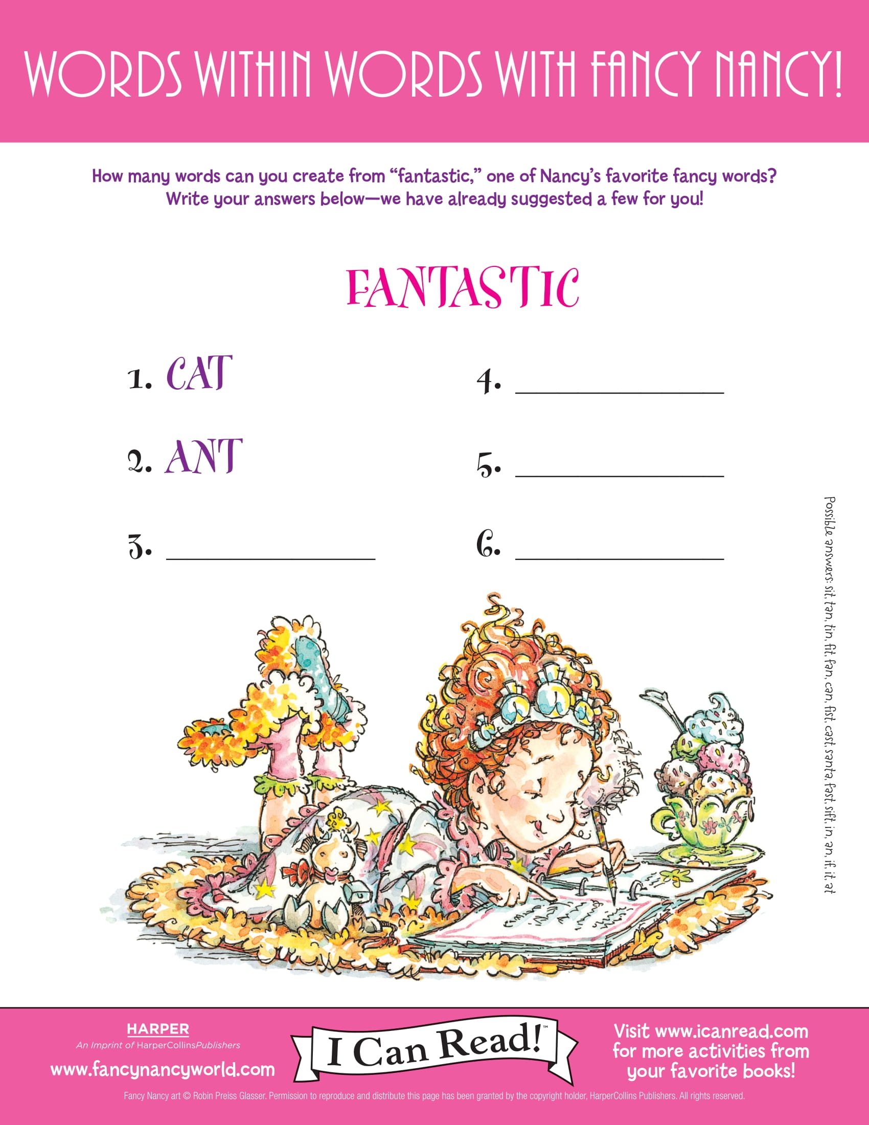 Fancy nancy activity table shop
