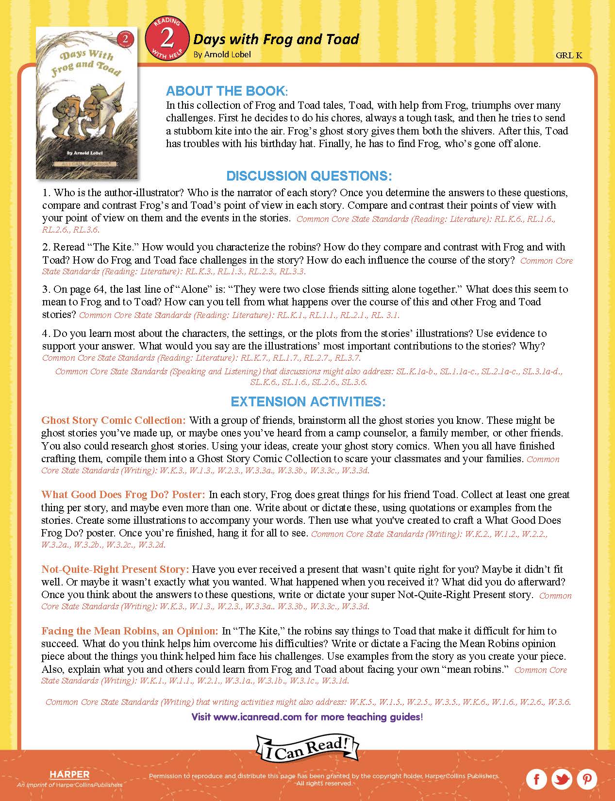 Days with Frog and Toad Teacher’s Guide