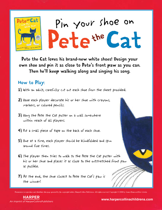 Pete the Cat Pin Your Shoe on Pete the Cat