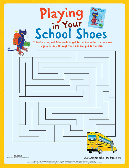 Pete the Cat Rocking In My School Shoes Maze