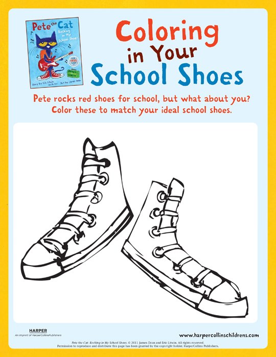 pete the cat white shoes coloring page